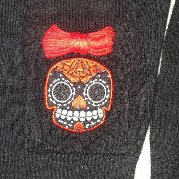 Too Fast sugar skull pocket button cardigan dia de los muertos goth punk retro - Picture 4 of 5